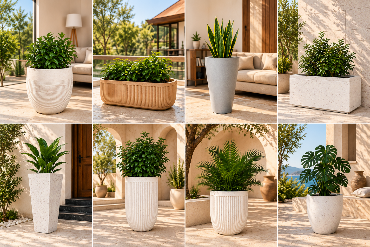 Vellam Green premium planters in sunlit outdoor spaces